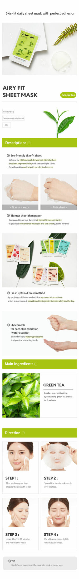 MISSHA Airy Fit Sheet Mask Green Tea-1